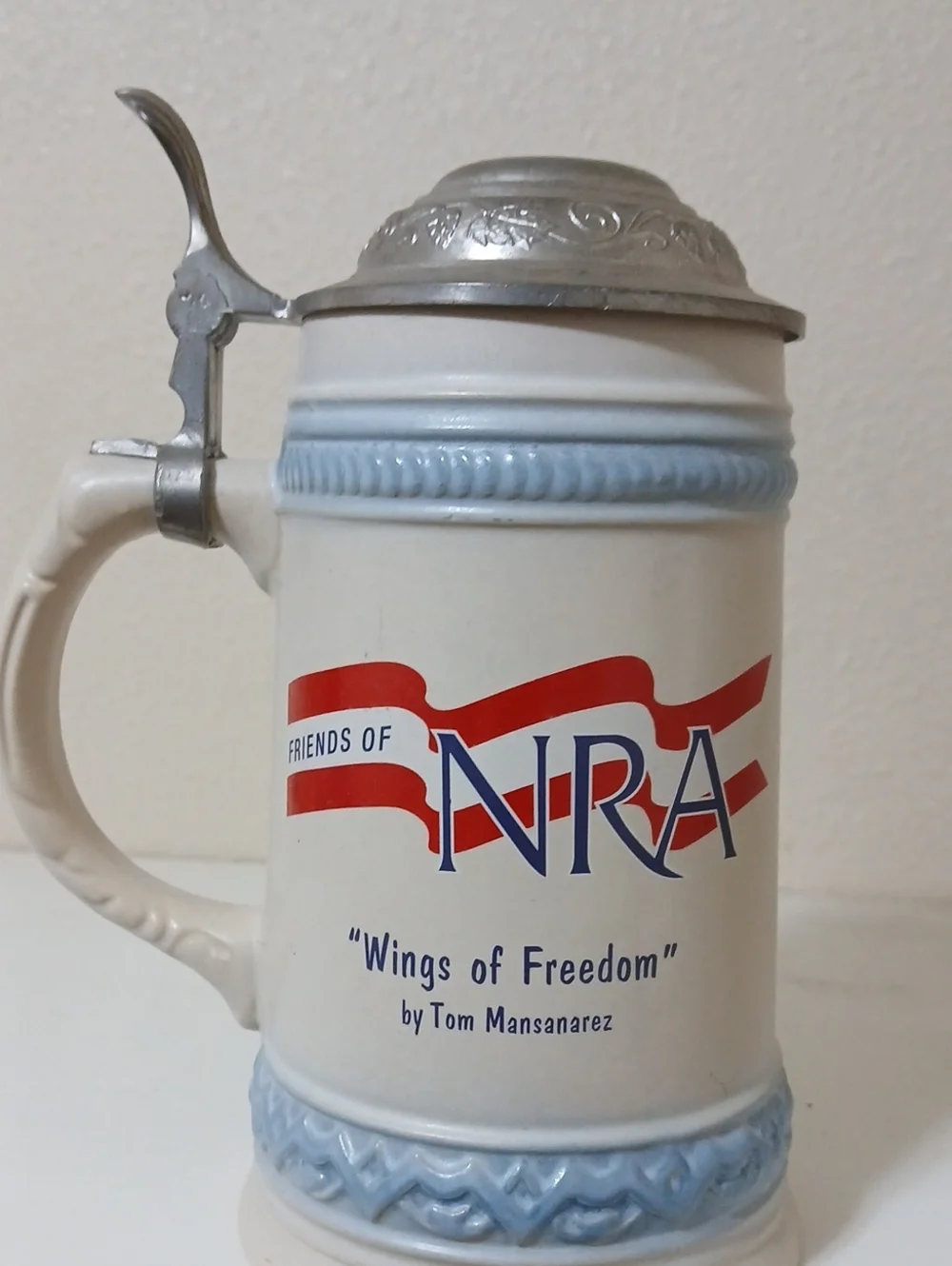 Wings Of Freedom NRA Ceramic Beer Stein Patriotic Bald Eagle